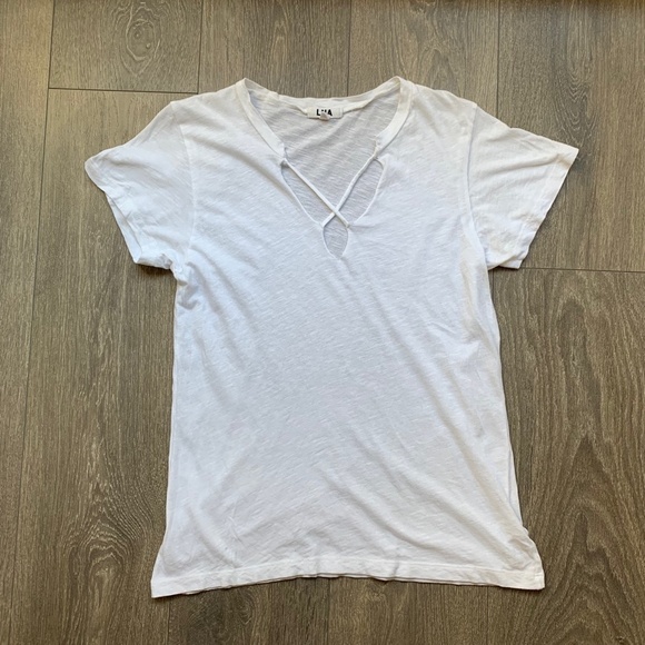Revolve LNA T-Shirt Short Sleeve Tee Cross Strap Burnout Cotton White Size XS - Picture 6 of 10